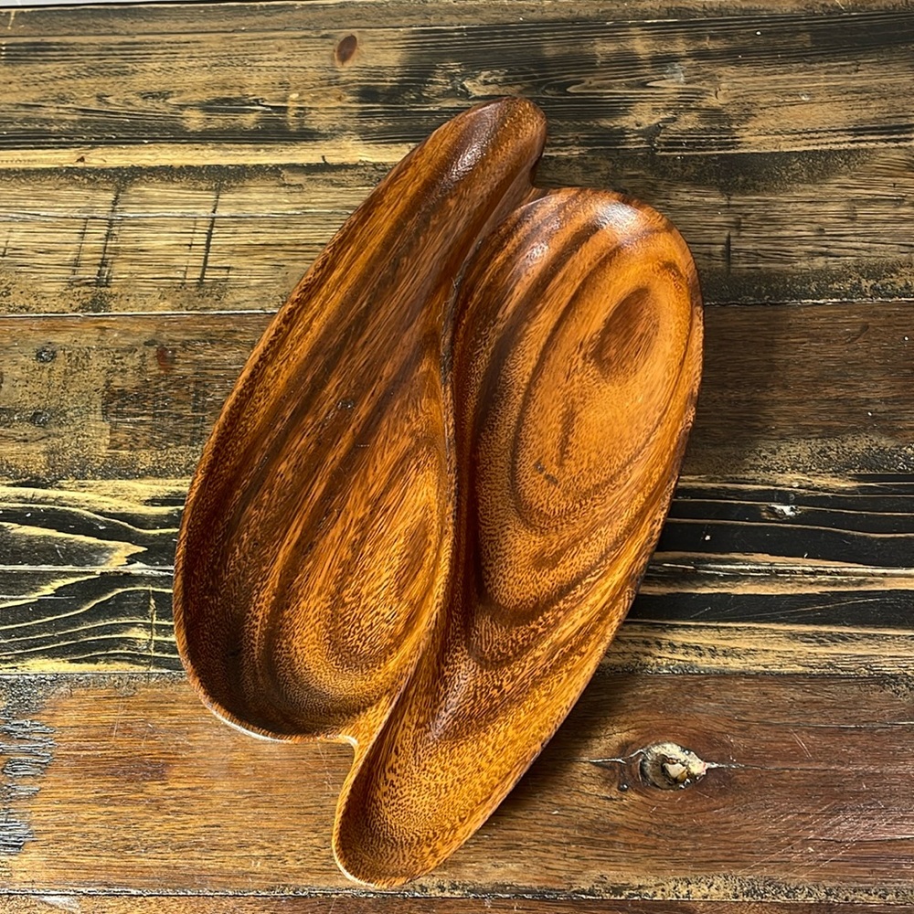 Lightweight wooden tray.  Almost Yin and Yang!  Beautiful natural imperfections